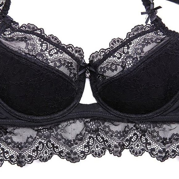 Lace Bra Set, Panties, And Transparent Robe Set 7 pcs - Picture 5 of 15